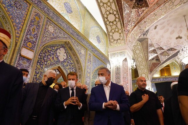 ماکرون به حرمین عسکریین رفت / سفر رئیس جمهور فرانسه به اربیل