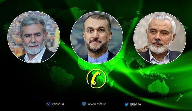 گفت‌وگوی امیرعبداللهیان با رهبران مقاومت/ هنیه: نبض نبرد در کنترل ماست