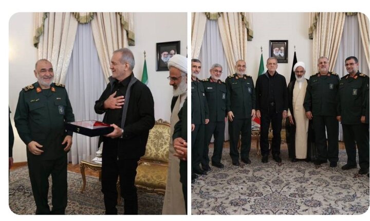 دیدار فرماندهان سپاه با رئیس جمهور منتخب/ پزشکیان: پرچم آزادگان جهان امروز بر روی دوش ماست دیدار فرماندهان سپاه با رئیس جمهور منتخب/ پزشکیان: پرچم آزادگان جهان امروز بر روی دوش ماست