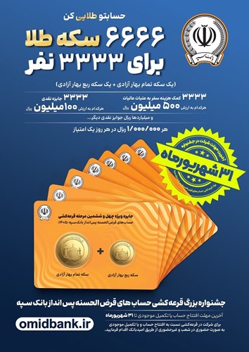 ۳۱ شهریورماه؛ آخرین مهلت شرکت در جشنواره بزرگ قرعه­ کشی حساب‌های قرض‌الحسنه پس‌انداز بانک سپه