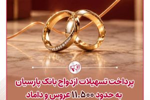 پرداخت تسهیلات ازدواج بانک پارسیان به حدود ۱۱ هزار و ۵۰۰ عروس و داماد در نیمه نخست سال ۱۴۰۵