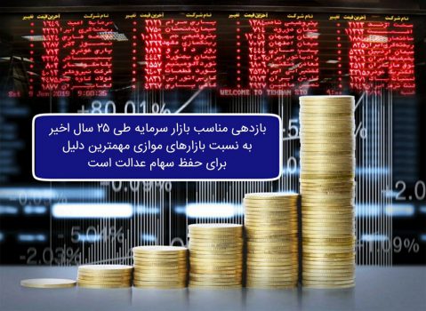 ​بازدهی مناسب بازار سرمایه طی ۲۵ سال اخیر به نسبت بازارهای موازی مهمترین دلیل برای حفظ سهام عدالت است
