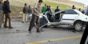 برخورد سواری پژو با اتوبوس در محور دهدز-ایذه